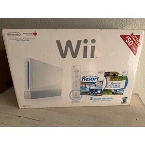 Nintendo White Wii Console Heart Association With Box 2 Controllers Nunchuck